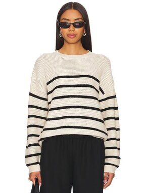 Sanctuary Warmer Days Crew Sweater in Toasted Almond Stripe